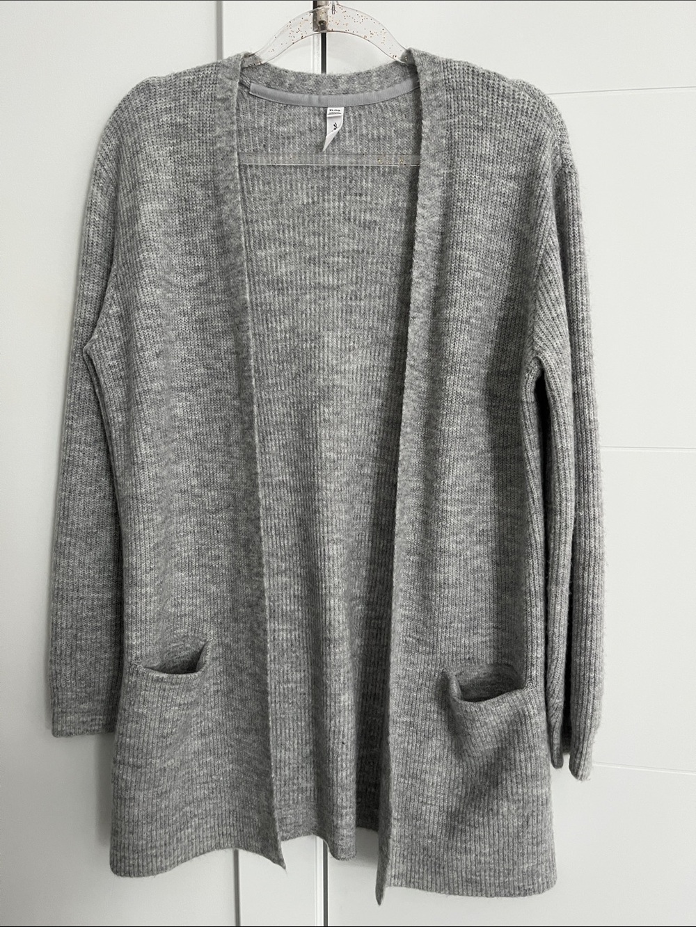 NWOT love, Fire Open-Front Gray Knit Cardigan